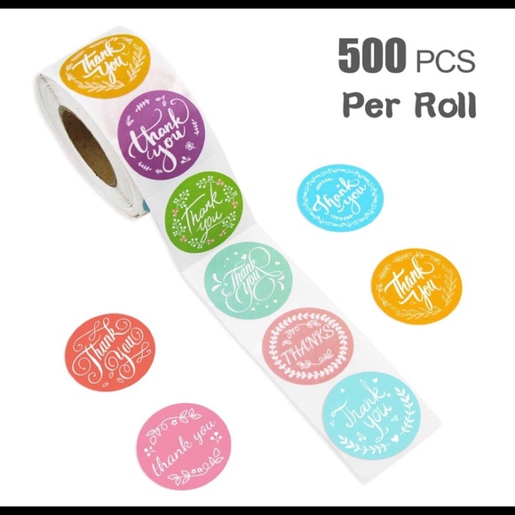 50-60 free gifts! 500 roll thank you stickers colorful posh selling - Picture 8 of 8